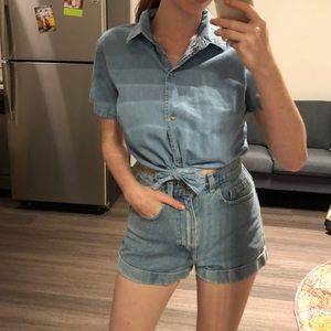 Crop top and high wasted shorts cute combo